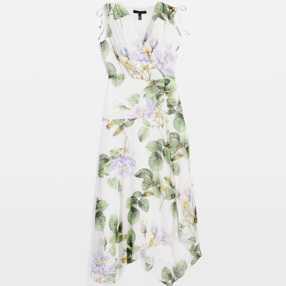 White House Black Market Floral Midi Dress - Green and White - Picture 3 of 4